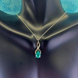 14K Gold Tourmaline Paraiba & Diamond Pendant